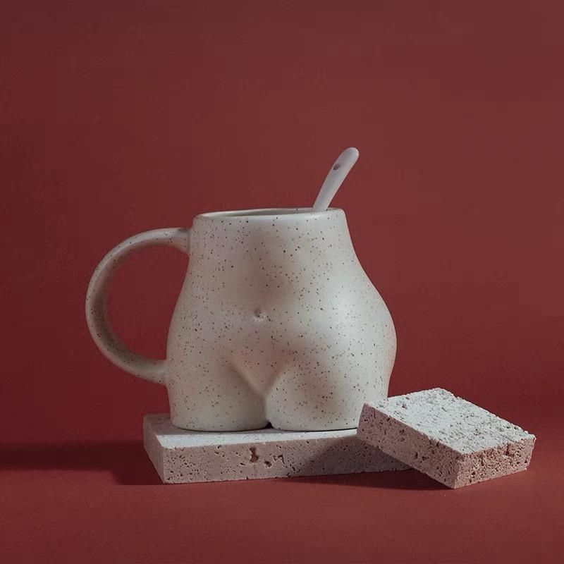 ceramic white butt mug