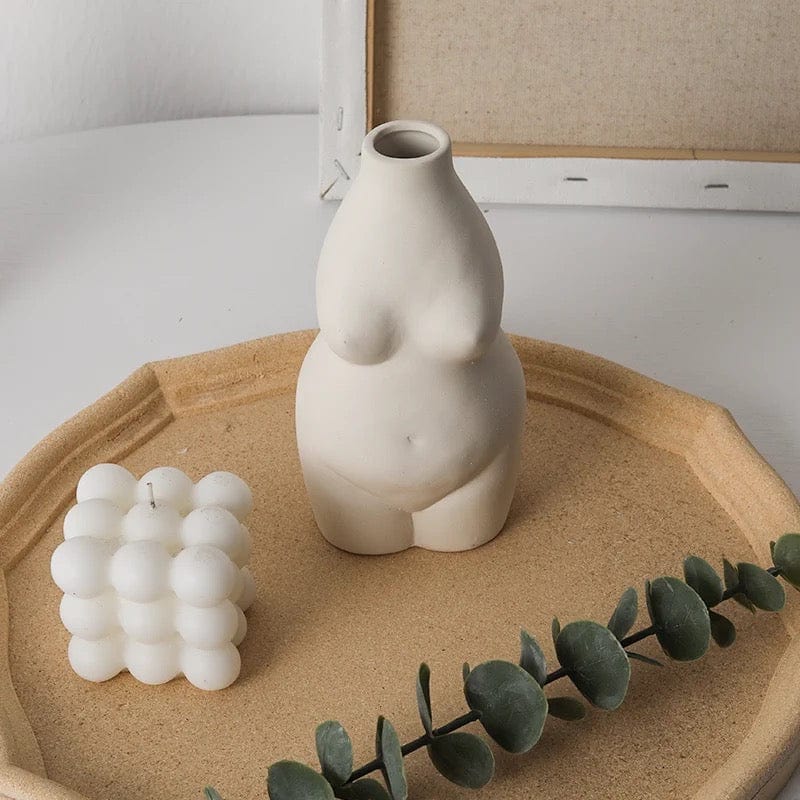 white nude female body vase