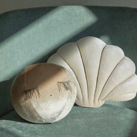 Pearl White Velvet Seashell Shaped Pillow Cushion